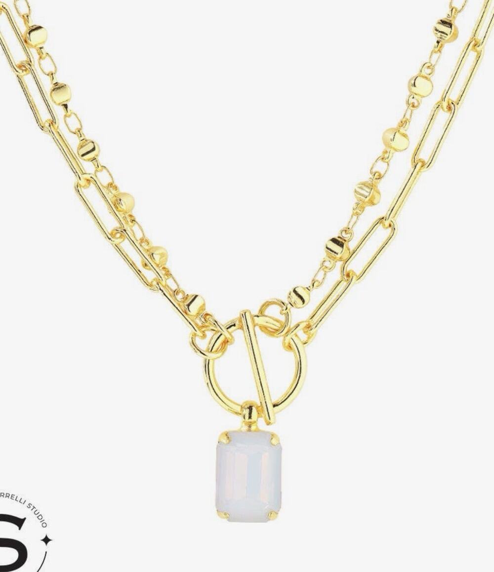 Sorrelli Studio Emerald Cut Crystal Clear Necklace NWT